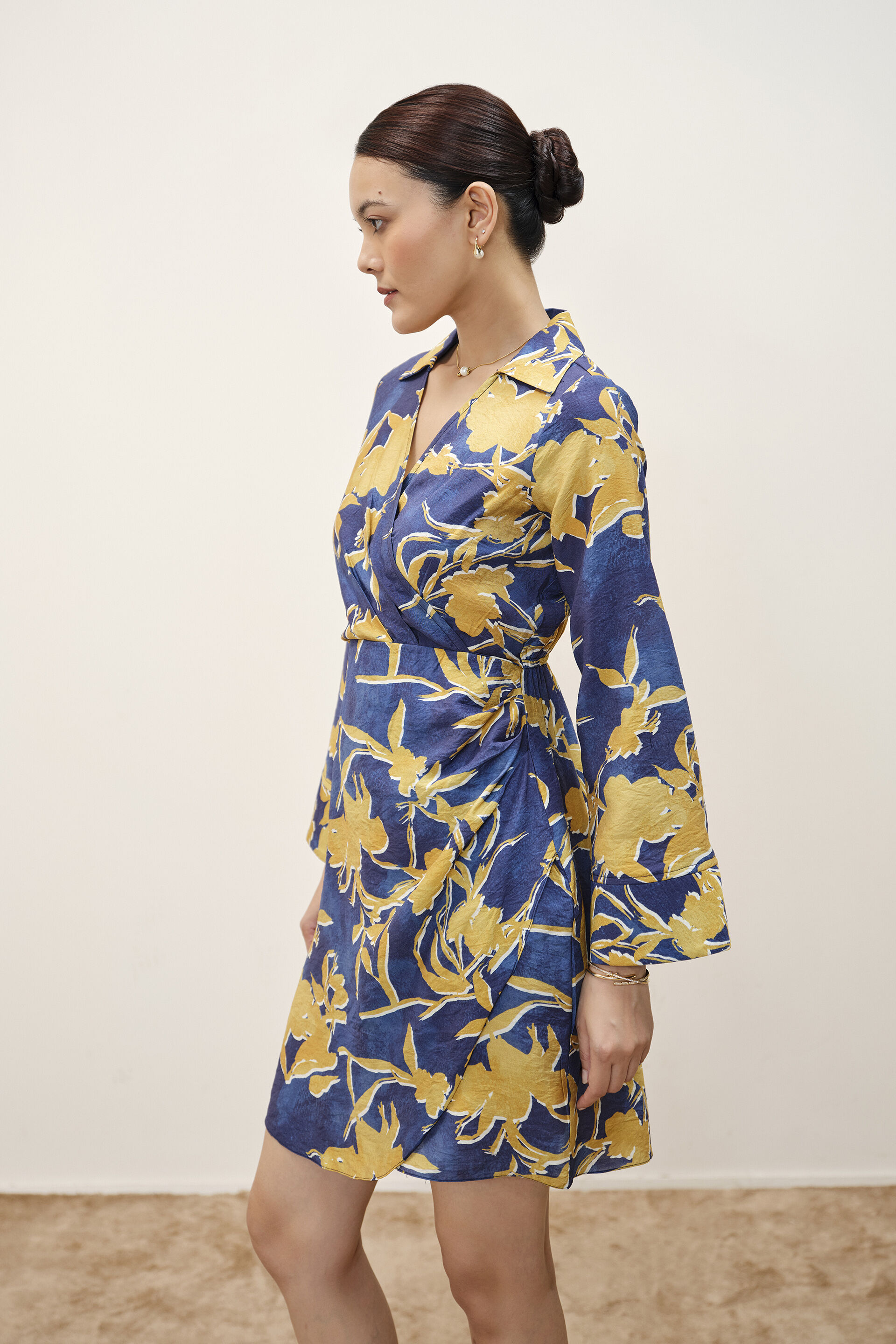 Merle Abstract Print Dress, Navy Blue, image 4